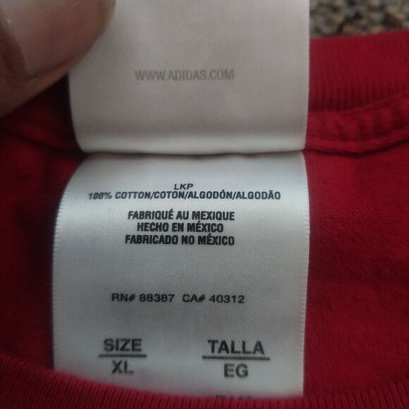 Adidas Red Logo T-Shirt Men’s XL Made in Mexico 100% Cotton Casual Tee - Picture 4 of 7